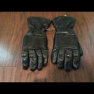 Vtg Mohawk International black leather gloves L/XL